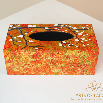 Hộp Giấy Da Cam Họa Tiết Hoa Mai