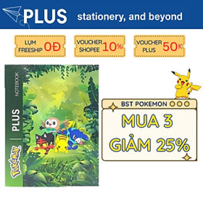 Lốc 10 cuốn tập học sinh Pokemon PLUS - 96 Trang (5 ô ly)