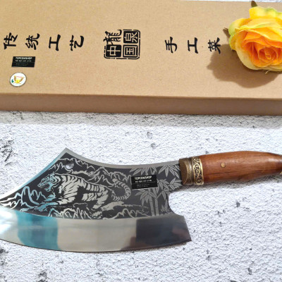 DAO BẾP - DAO THÁI CHẶT HOA VĂN HỔ MÃ A1 DT150 NT topcomshop vn