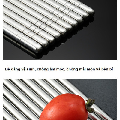 Set 5 Đôi Đũa Inox 304 Cao Cấp Phong Cách Hàn Quốc - Hàng Chính Hãng
