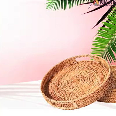 Khay Mây Tròn Đựng Trái Cây, Đồ Ăn, Decor Nhà Bếp – Khay Mây Tre Đan Thủ Công Cao Cấp ANKAN