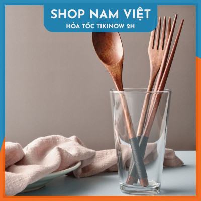 Set Muỗng Đũa Gỗ Du Lịch Phong Cách Nhật Bản Bộ 4 Món