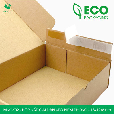 MNGK02 - 18x12x6cm - COMBO 100 HỘP CARTON NẮP GÀI HÔNG CÓ KEO NIÊM PHONG - THÙNG HỘP CARTON ĐÓNG HÀNG