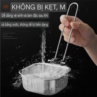 CHAO VỚT VỢT RÂY LỌC LỖ THOÁT MỊN CÔNG NGHỆ CNC CHUYÊN DỤNG LẨU - INOX 304 - CHAO LỌC TAY CẦM GẬP LẠI, ĐƯỢC 4 VỊ TRÍ / CẠNH TREO TIỆN LỢI