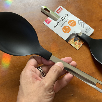 Combo 01 Muôi múc canh đầu silicone Echo Metal 25.5cm + 01 Muôi cơm kháng khuẩn cán dài Echo Metal 25cm màu đen - Nội địa Nhật Bản