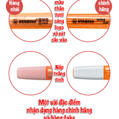 Hộp 10 bút dạ quang STABILO swing cool 275 - Tím phấn (155)