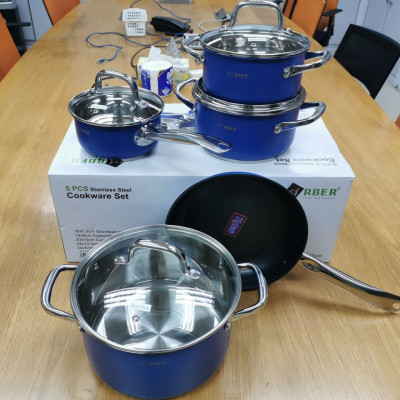 BỘ 5 NỒI CHẢO ARBER INOX NAVY