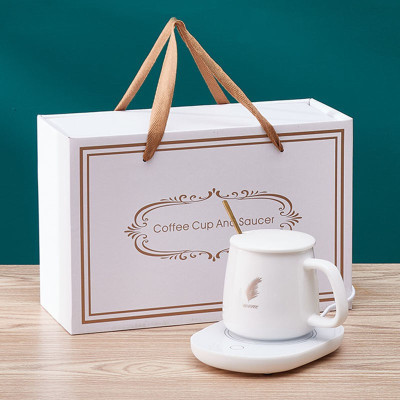 Ly hâm nóng cafee , đồ uống  ,kèm đế điện và thìa mạ vàng cao cấp kèm hộp đựng sang trọng 