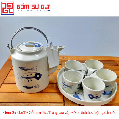 Bộ tích trà vẽ xương cá Gốm Sứ G&T