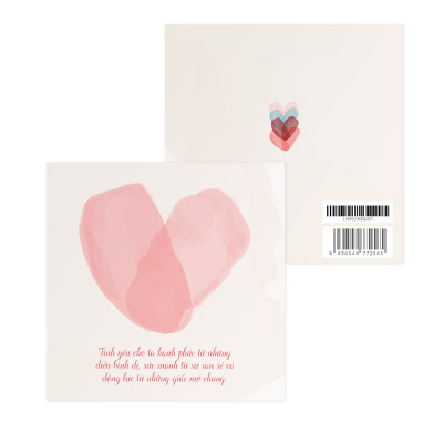 Thiệp Valentine SDstationery Tình Yêu Cho Ta, thông điệp tình yêu ý nghĩa, minh họa màu nước, vuông 12x12 cm