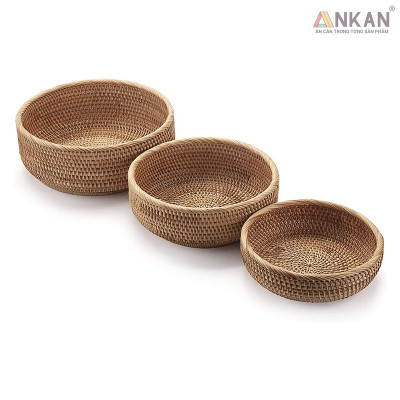 Rổ Mây Tre Đan ANKAN – Giỏ Mây Handmade Đựng Trái Cây, Bánh Kẹo, Đồ Khô, Decor Nhà Cửa