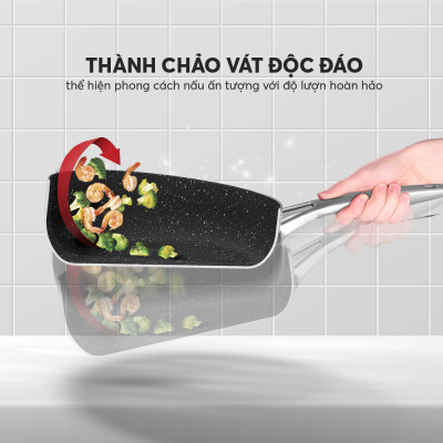 Chảo chống dính Full induction Elmich Hera EL8248 đương kính 28cm miệng chống văng dầu - Hàng chính hãng