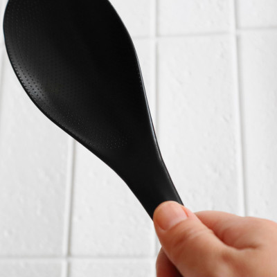 Combo 01 Muôi múc canh đầu silicone Echo Metal 25.5cm + 01 Muôi cơm kháng khuẩn cán dài Echo Metal 25cm màu đen - Nội địa Nhật Bản