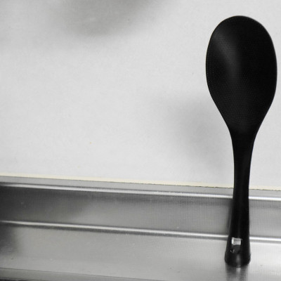 Combo 01 Muôi múc canh đầu silicone Echo Metal 25.5cm + 01 Muôi cơm kháng khuẩn cán dài Echo Metal 25cm màu đen - Nội địa Nhật Bản