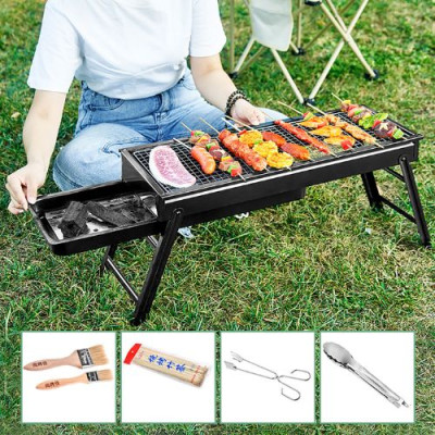 Lò nướng kéo ngoài trời Suncojia tặng dụng cụ hỗ trợ, giá nướng than gỗ, có thể gấp gọn và di động