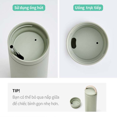 Bình giữ nhiệt Lock&Lock 475ml Metro Two Way màu xanh navy LHC4274NVY, Hàng chính hãng, có quai xách, đế silicone chống trượt - JoyMall