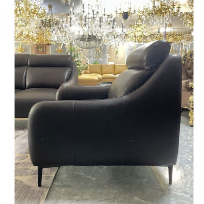 Combo ghế sofa băng da bò Italy Juno sofa màu đen SFBCT03 2m2 hàng cao cấp chuẩn da bò nhập khẩu Ý