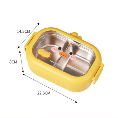 Hộp Cơm Bento Inox 2 Ngăn Giữ Nhiệt Đựng Cơm Văn Phòng, Cho Bé Mang Đi Học, Hộp đựng cơm giữ nhiệt có nắp giữ nhiệt tốt hình vịt vàng