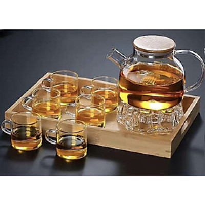 BỘ ẤM CHÉN PHA TRÀ THỦY TINH CAO CẤP KÈM CHÂN ĐẾ TRÒN_AVN60