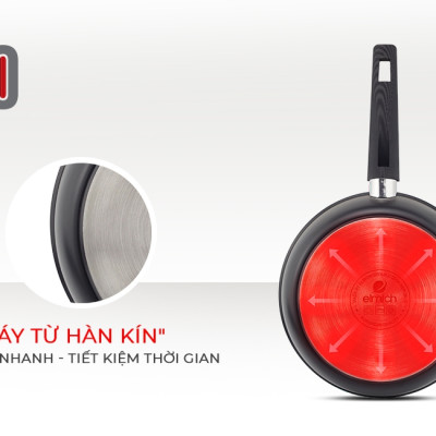 Chảo nhôm chống dính cao cấp đáy từ Full Induction Elmich Nero Premium 24cm