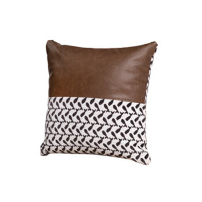 Gối sofa tựa lưng hình vuông cao cấp, kết hợp da bò thật và vải DVH6006C | REEKO