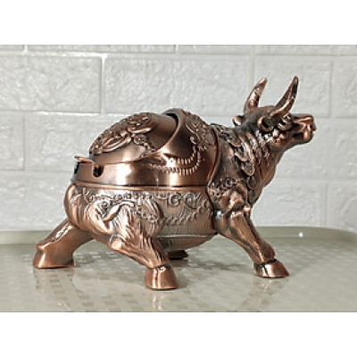 Gạt tàn hình trâu bằng hợp kim mới 4 màu tài lộc