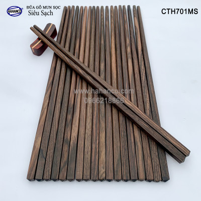Đũa gỗ Tự nhiên trơn cao cấp (10 đôi) Chopstick of HAHANCO - CTH701MS - Sang trọng trên bàn ăn gia đình