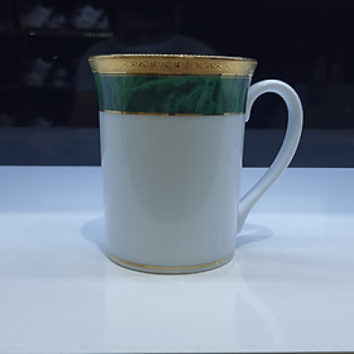 Cốc sứ cao cấp Noritake M164/T91332K, mạ vàng, hoa văn vân đá cẩm thạch màu xanh lá, dung tích 250ml - Hàng chính hãng