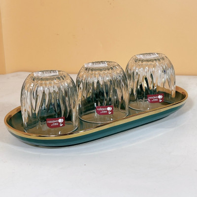 Bộ Cốc Thủy Tinh Thương hiệu GOSU Model XM21B Màu Trắng Cao Cấp Sáng Đẹp Sang Trọng