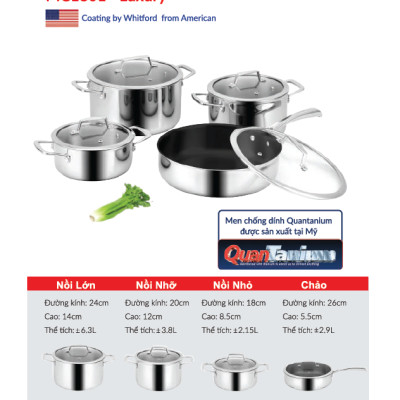 BỘ NỒI INOX EUROSUN MC1801 LUXURY - HÀNG CHÍNH HÃNG
