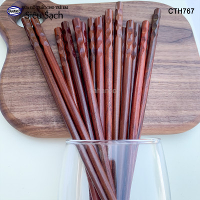 Đũa Trắc vấu tròn dành riêng cho bé (1 đôi) tập gắp làm quen đôi đũa (CTH767) tạo thói quen dùng đúng đồ của mình - an toàn sức khỏe - không chất độc hại