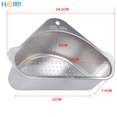Rổ treo góc chậu rửa chén đa năng Inox 304 Hobby Home Decor KGC1 - kèm sticker và keo dán tiện dụng