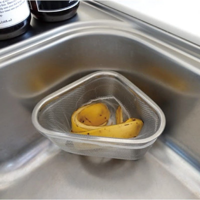 Rổ Inox Tam Giác Echo Metal Sâu 9cm Có Chân Đế Đứng Thông Minh - Hàng nội địa Nhật Bản