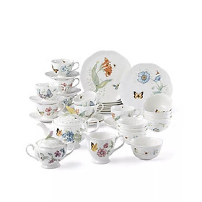 Sét bát, đĩa , ấm, chén 37 món Lenox Butterfly Meadow Hàng chính hãng