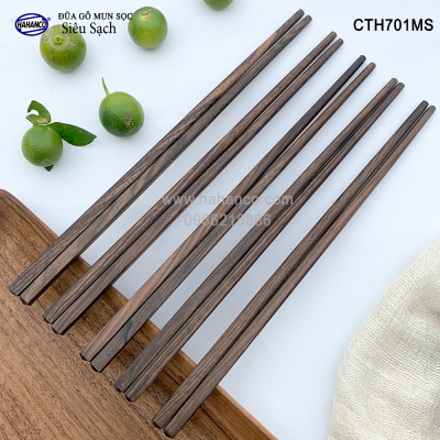 Đũa gỗ Tự nhiên trơn cao cấp (10 đôi) Chopstick of HAHANCO - CTH701MS - Sang trọng trên bàn ăn gia đình