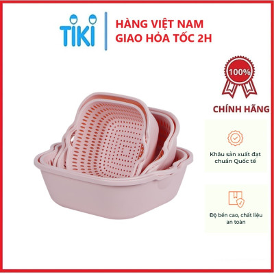 Combo Thau Rỗ 6 Món Đựng Rau Củ Quả Đa Năng Nhiều Cỡ Chất Liệu Nhựa PP Nguyên Sinh An Toàn - Hàng chính hãng