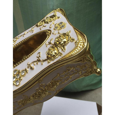 Hộp đựng khăn giấy màu vàng đính hạt sang trọng, phong cách hoàng gia - hàng chính hãng