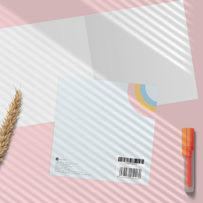 Thiệp tình yêu, Valentine, tỏ tình, SDstationery Nắng Mưa, hình mây cầu vòng dễ thương, vuông 12x12 cm