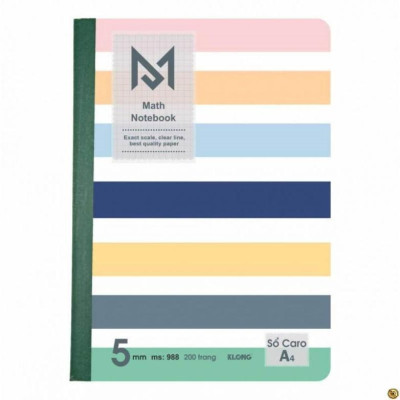 Sổ KLONG Caro A4 Math Notebook may 200 trang; MS 988 