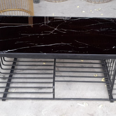 Bàn trà kim loại mặt kính Juno Sofa 50 x 100x 45 cm