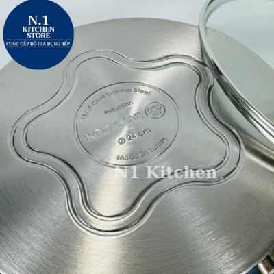 Nồi inox cao cấp Korkmaz Perla Thổ Nhĩ Kỳ ( 2.3 lít - 3 lít - 3,6 lít ) Bảo Hành 4 năm - A1833 - Hàng Chính Hãng
