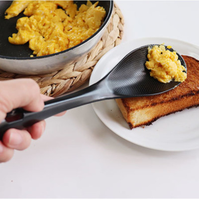 Combo 01 Muôi múc canh đầu silicone Echo Metal 25.5cm + 01 Muôi cơm kháng khuẩn cán dài Echo Metal 25cm màu đen - Nội địa Nhật Bản