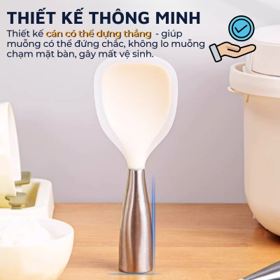 Muỗng xới cơm chống dính tay cầm inox 304 DandiHome