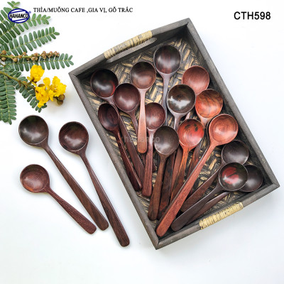 Thìa Gỗ Trắc Cẩm Đầu Tròn Cán Thẳng Để Khuấy Đồ Uống Xúc Gia Vị - CTH598