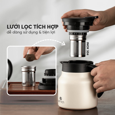 Bình giữ nhiệt 900ml Elmich EL8299, Hàng chính hãng, inox 304, có lõi lọc pha trà, cà phê - JoyMall