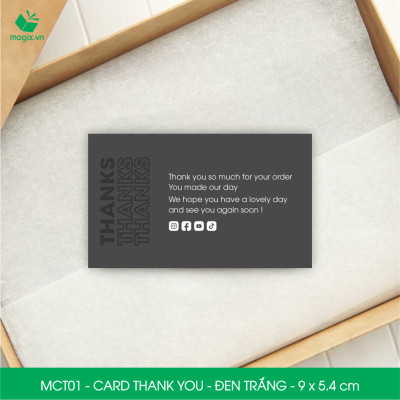 MCT01 - 9x5.4 cm - 50 Card Thank you, Thiệp cảm ơn khách hàng, card cám ơn cứng cáp sang trọng