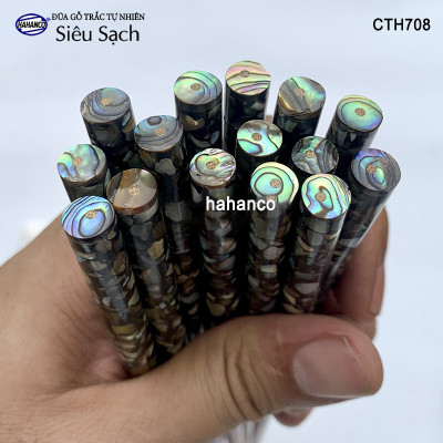 Đũa gỗ Trắc đầu khảm ốc bào ngư Úc (10 đôi/hộp) CTH708 - đũa sạch, không chất tẩy rửa độc hại - Sang trọng trên bàn ăn