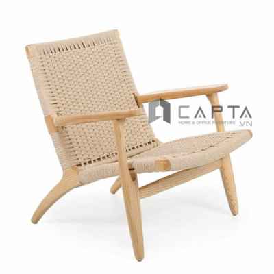 Ghế sofa đơn nệm đan dây màu tự nhiên CH25 Nội thất Capta Ghế thư giãn gỗ ash cao cấp có nệm ngồi và lưng tựa nệm mây đan 