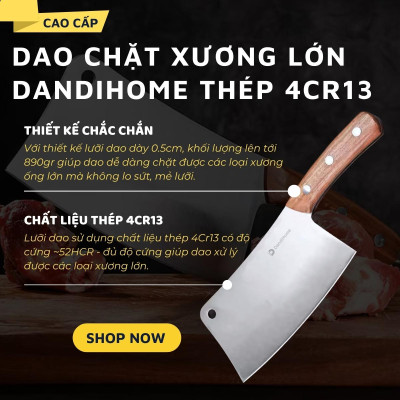 Dao chặt nhẹ nhà bếp DandiHome chất liệu thép cao cấp, sắc bén, đa năng
