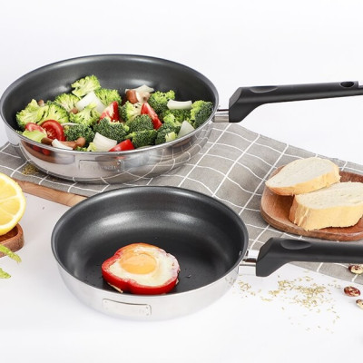 Bộ chảo inox chống dính đáy liền Elmich 2102OL size 20, 26cm, Hàng chính hãng, dùng được mọi loại bếp - JoyMall